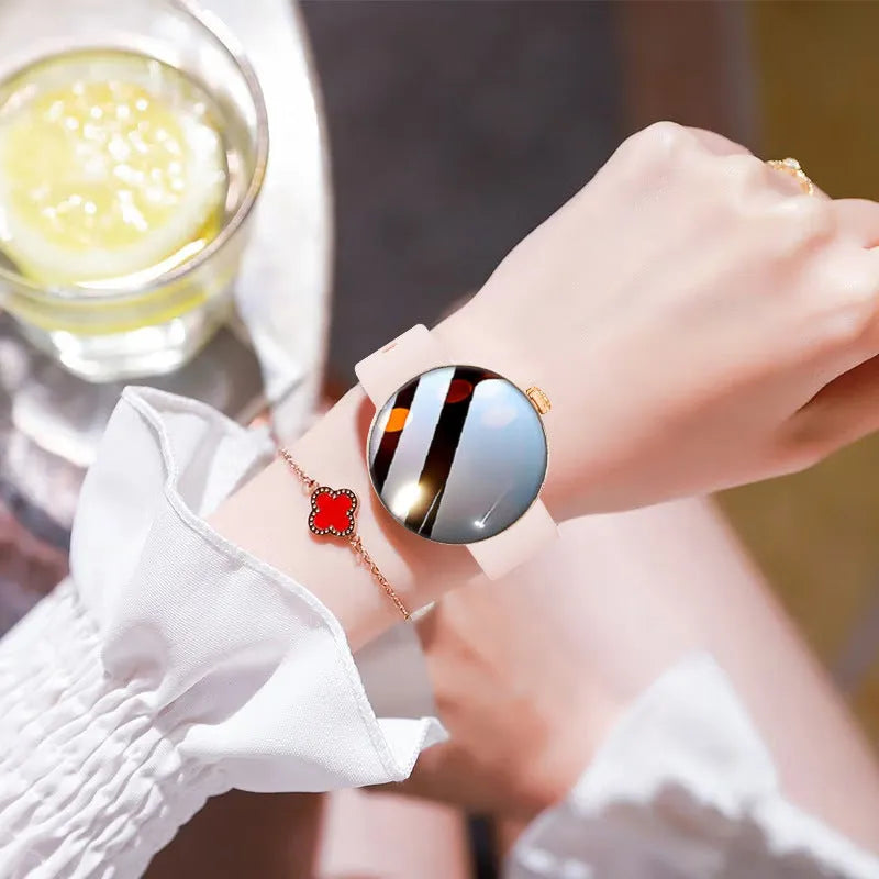 42mm circular smart watch for women with metal strap and colour touchscreen display
