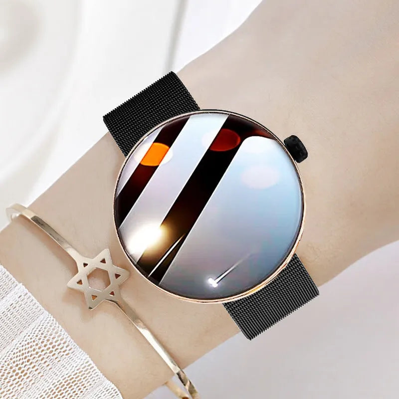 42mm circular smart watch for women with metal strap and colour touchscreen display