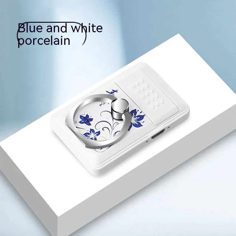Blue and white porcelain multifunctional plastic phone holder with wind-resistant lighter bracket