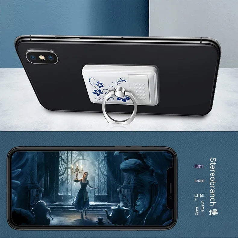 Blue and white porcelain multifunctional plastic phone holder with wind-resistant lighter bracket