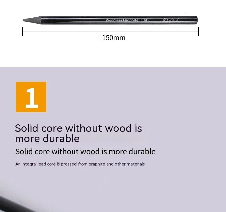 Set of six graphite and three carbonised drawing pencils with wooden shells on suction card packaging.