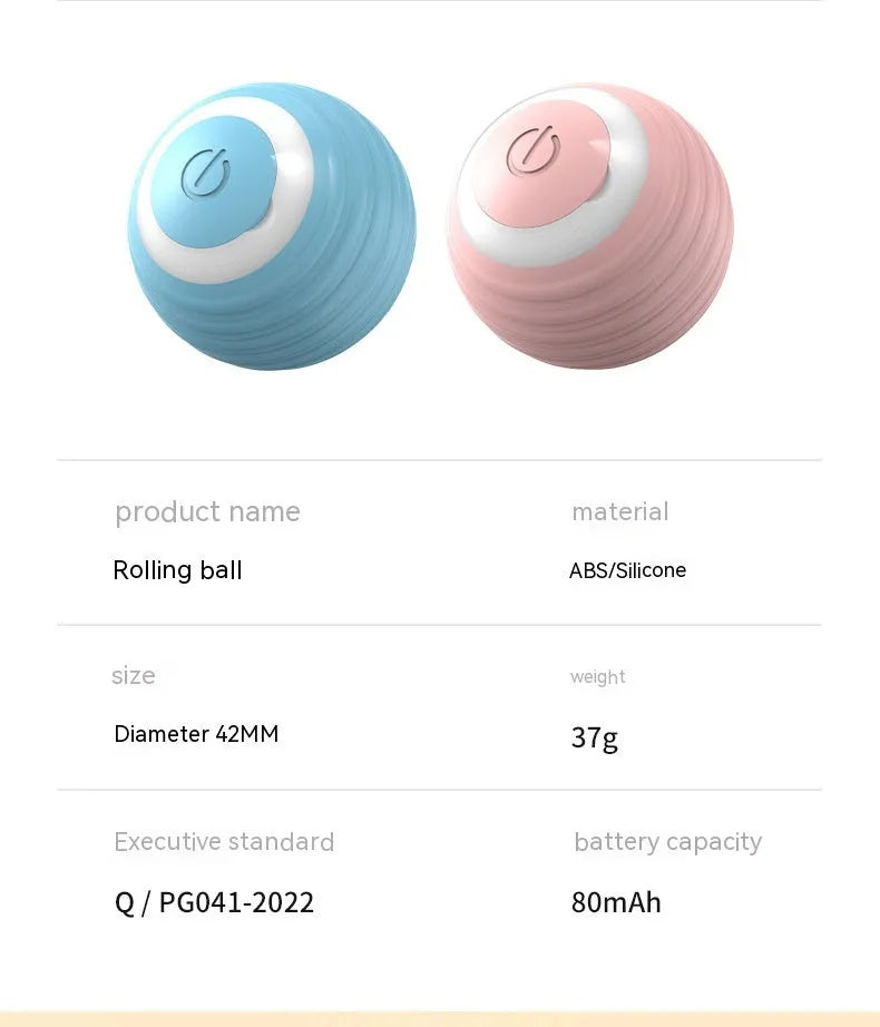 Blue automatic moving cat ball with silicone construction and charging cable