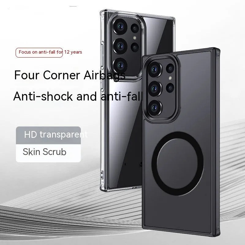 Samsung anti-fall phone case in black matte PC material with camera cutout