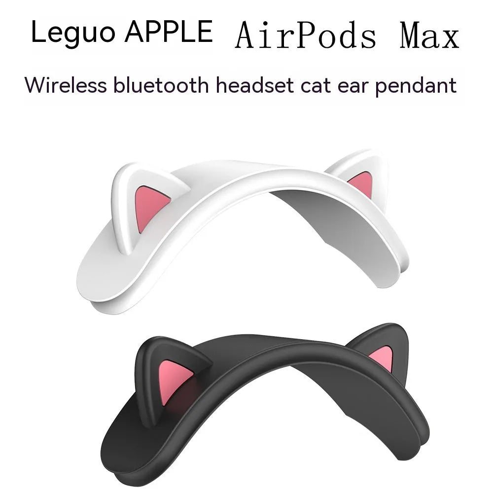 Silicone cat ear protective sleeve for Apple AirPods Max in black or white