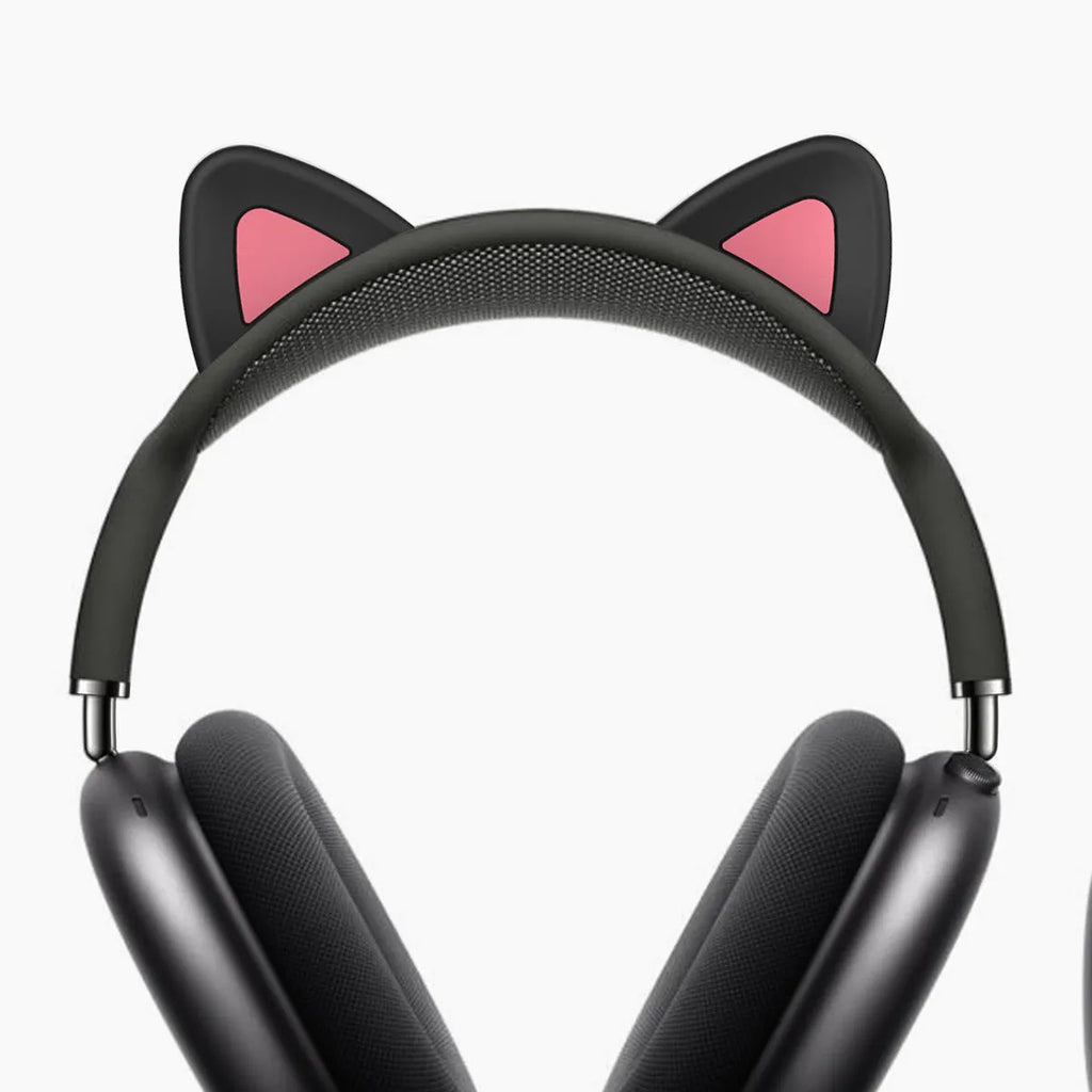 Silicone cat ear protective sleeve for Apple AirPods Max in black or white
