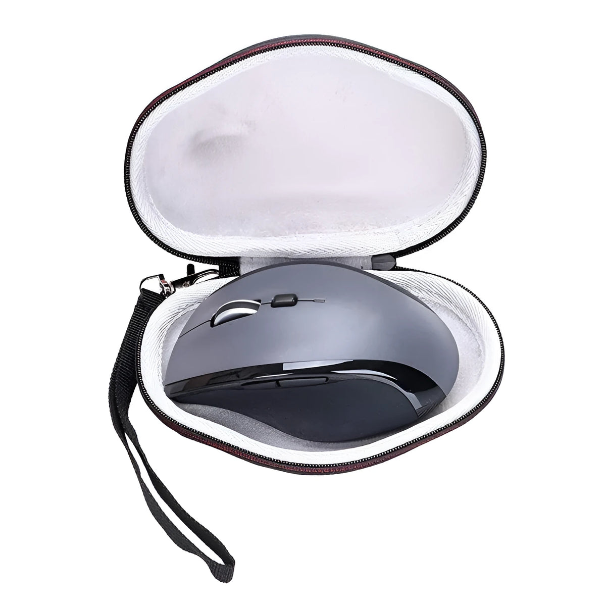 Black nylon mouse protection case with grey EVA foam interior for Logitech M720
