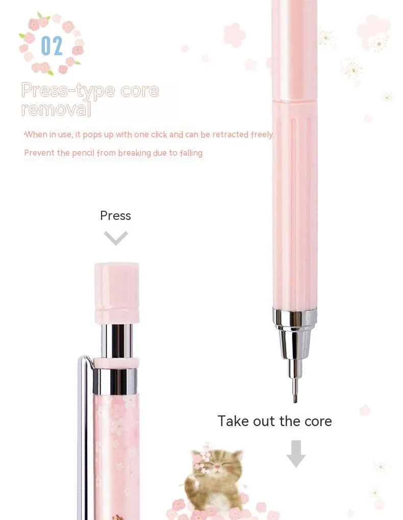 Three cartoon design 0.5mm automatic pencils with HB lead refills in mixed colours