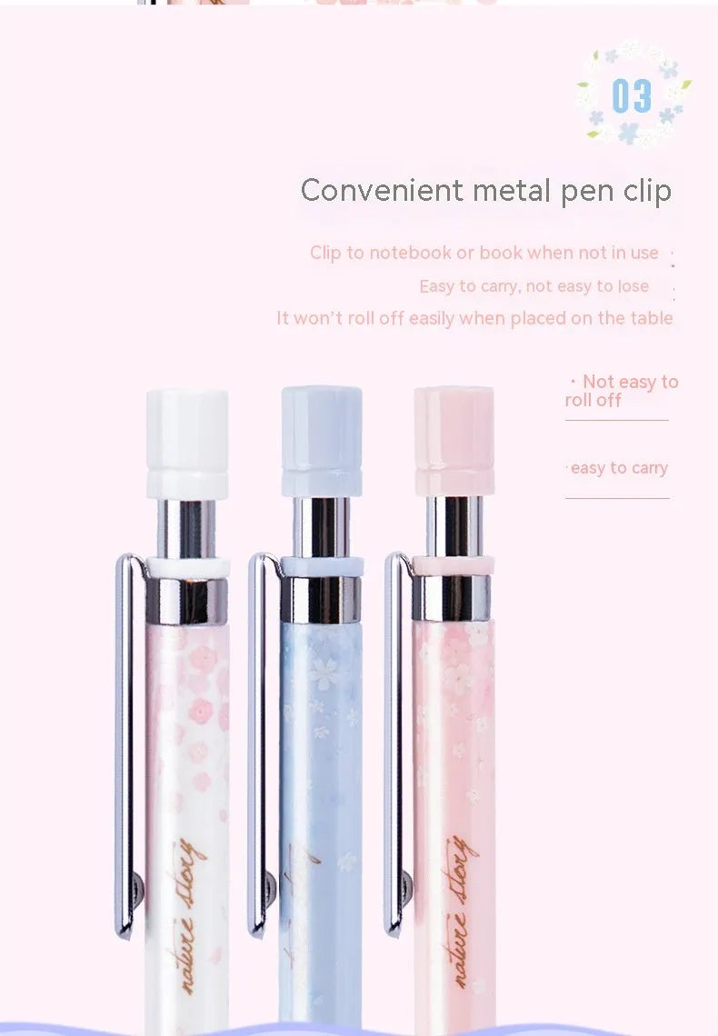 Three cartoon design 0.5mm automatic pencils with HB lead refills in mixed colours