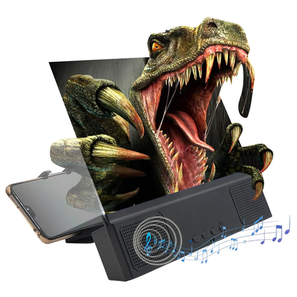 12-inch mobile phone screen amplifier with black ABS housing and acrylic lens, showing smartphone display enlarged.