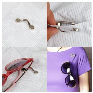 Magnetic glasses holder in black or silver, ABS and stainless steel bracket for travel storage