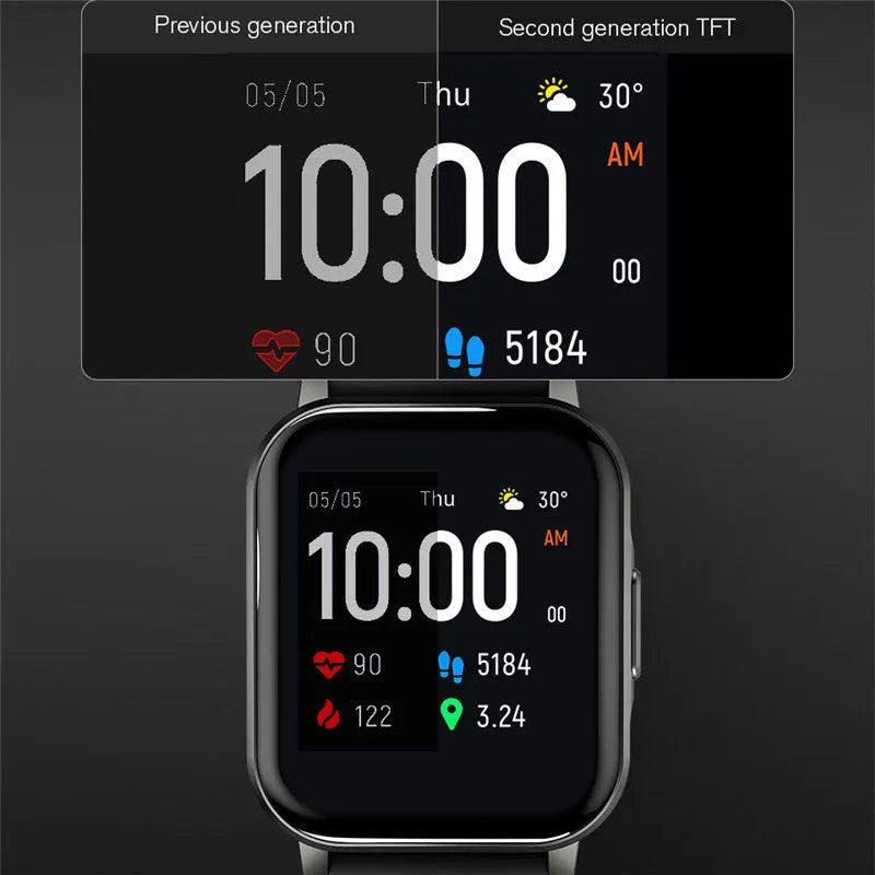 Black waterproof smart bracelet with 1.4-inch colour screen and silicone strap on a wrist
