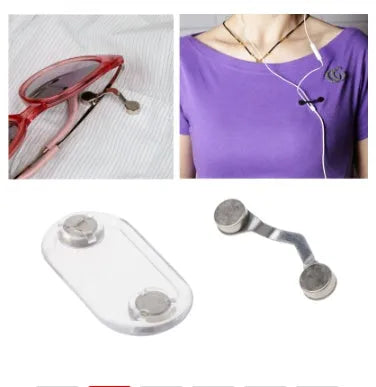 Magnetic glasses holder in black or silver, ABS and stainless steel bracket for travel storage