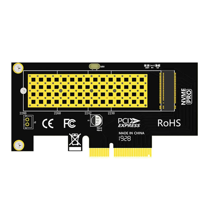 Jiayi SK4 M.2 NVMe PCIe adapter card with multilayer immersion gold PCBA, LED indicator and wire-passing baffle