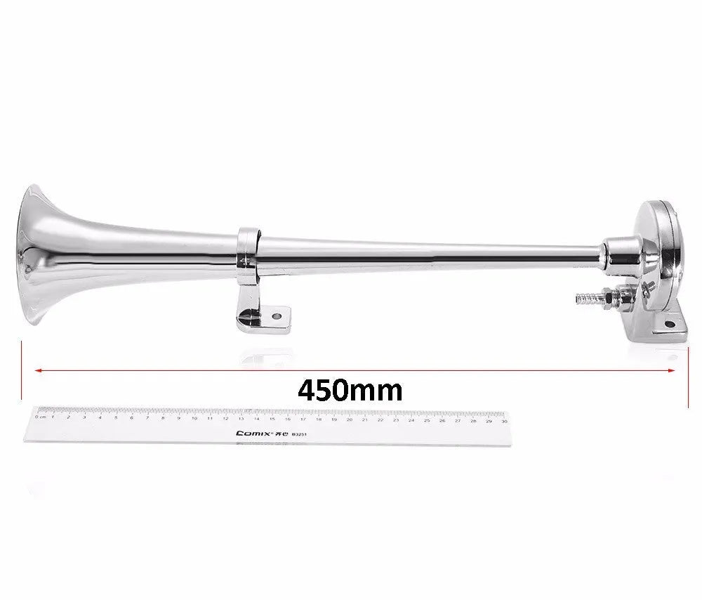 Single trumpet car horn 450mm 12V chrome finish loud train horn