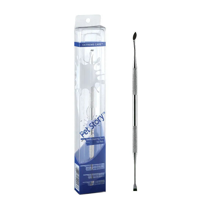 White pet beauty pen with stainless steel tip for cleaning dog and cat teeth and removing tartar