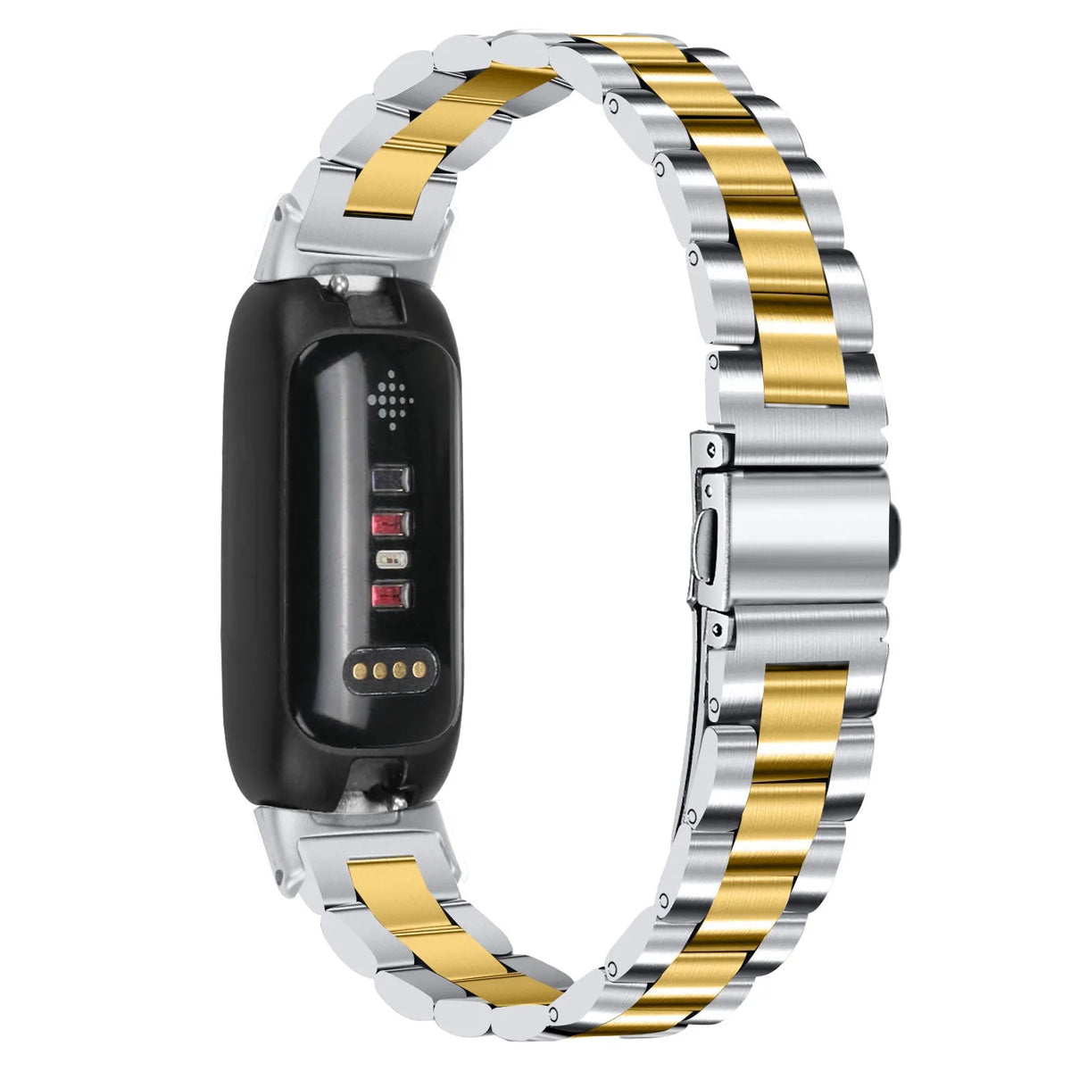 Stainless steel Apple Watch strap for Inspire 3 with three-bead design in multiple colour options
