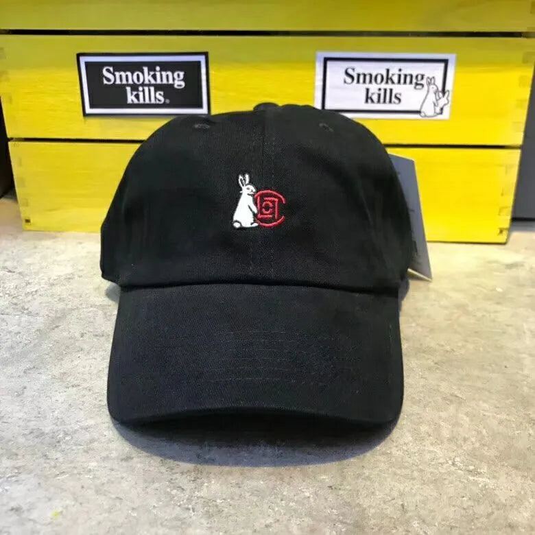 Men's black cotton baseball cap with letter pattern and soft top, street style winter travel hat