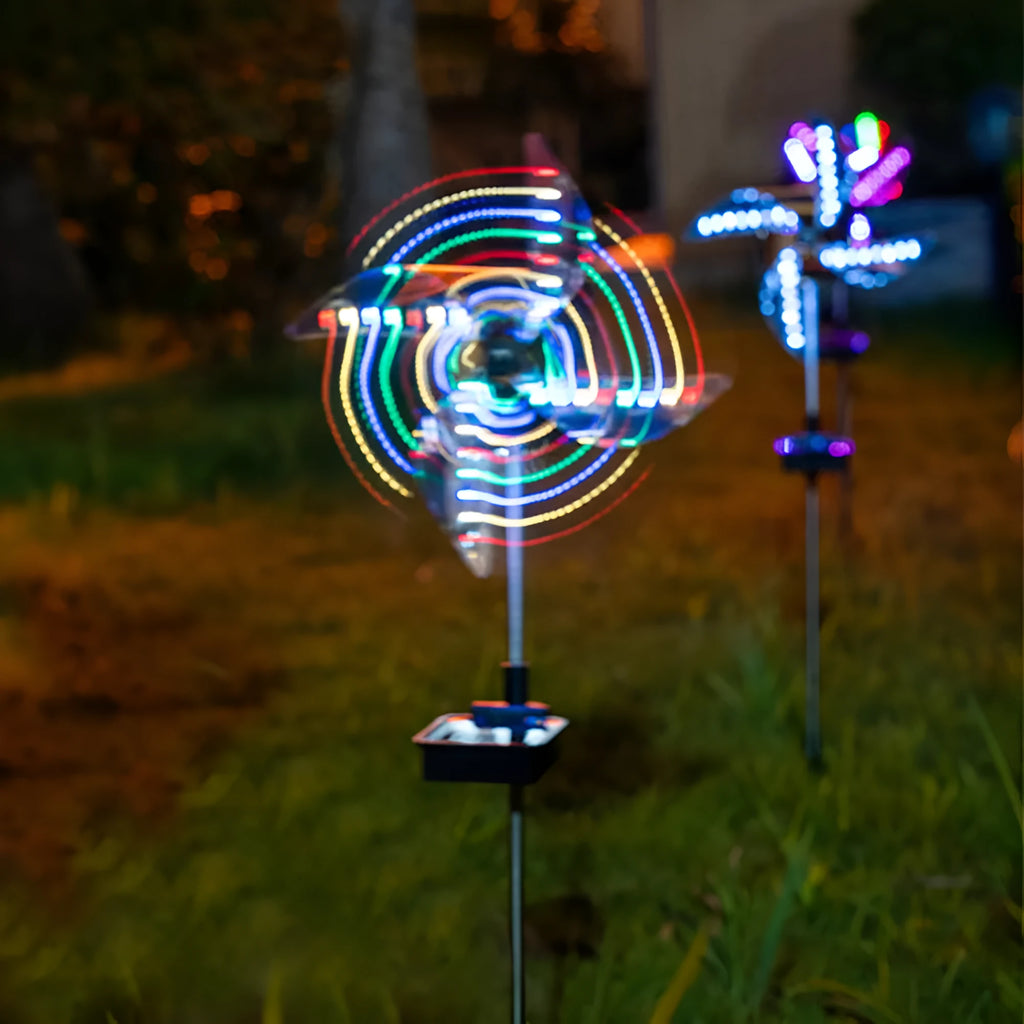 Solar LED windmill garden light for path and lawn, IP65 waterproof, 600mAh, 75 x 23 mm