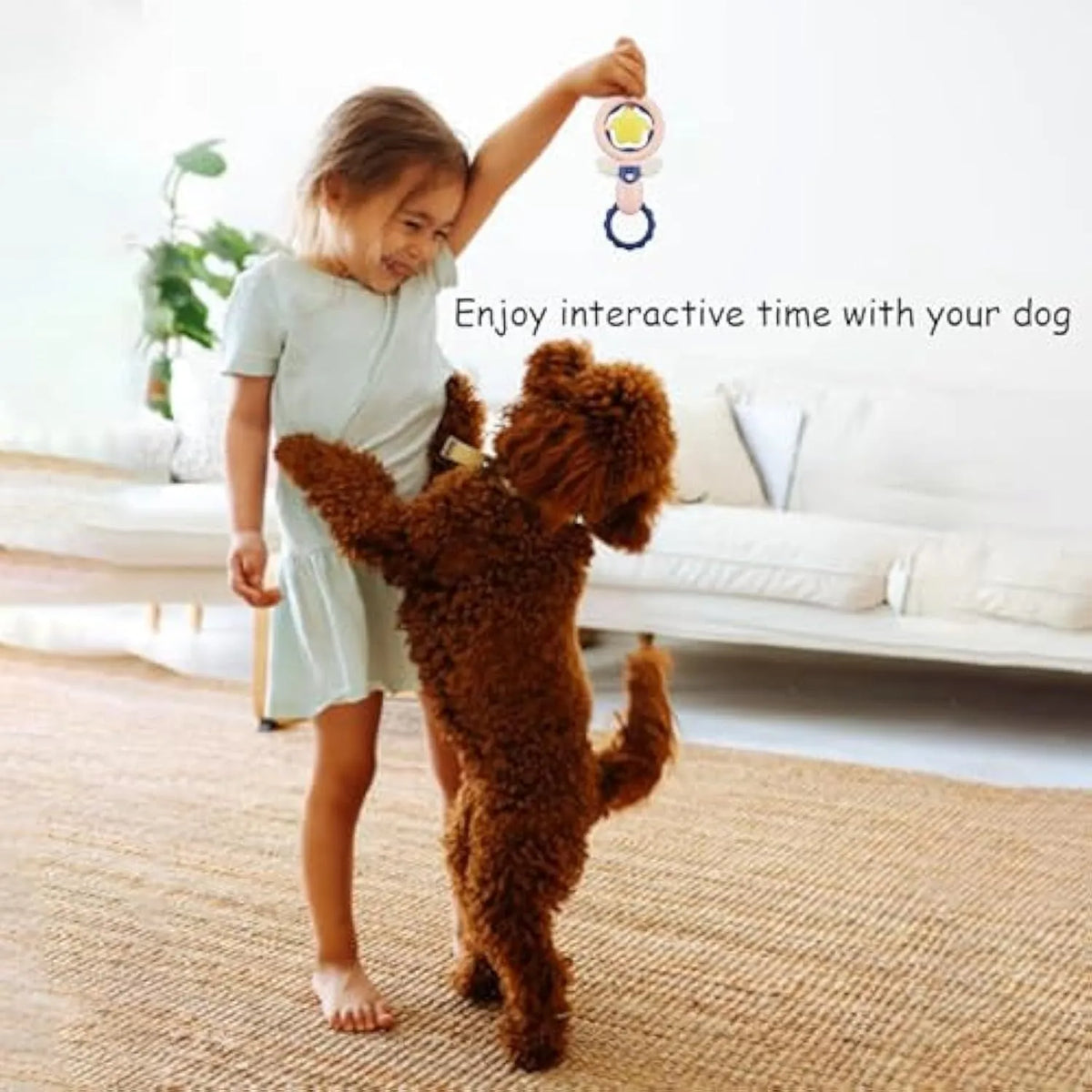 Pink interactive dog chew toy set for large breeds with dental cleaning ridges and squeaker