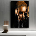 HD modern African woman frameless canvas wall painting still life spray art in abstract colours