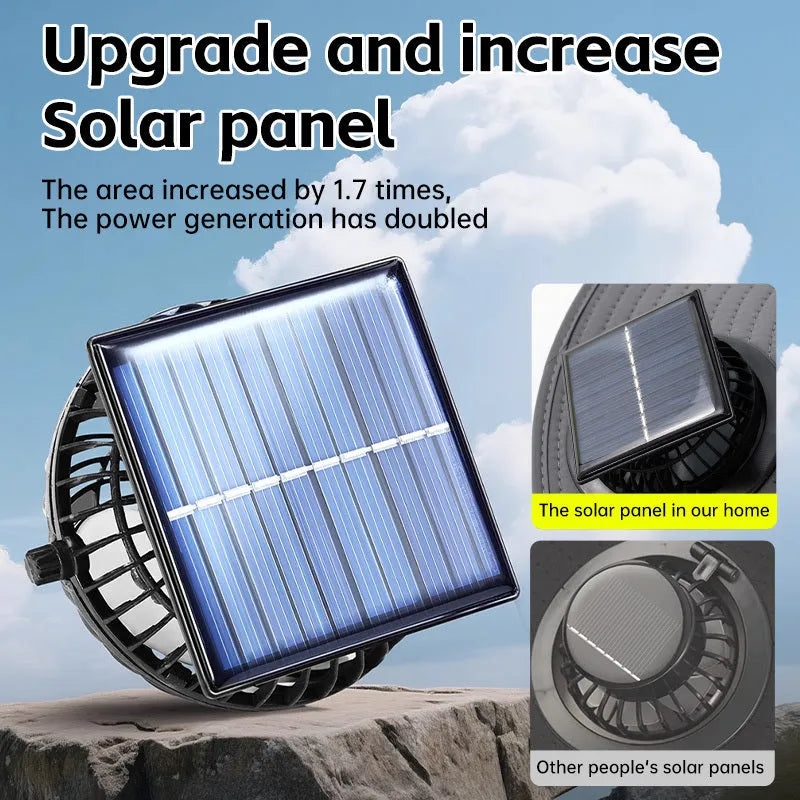 Solar-powered fan hat for men's outdoor fishing with USB charging port and adjustable brim