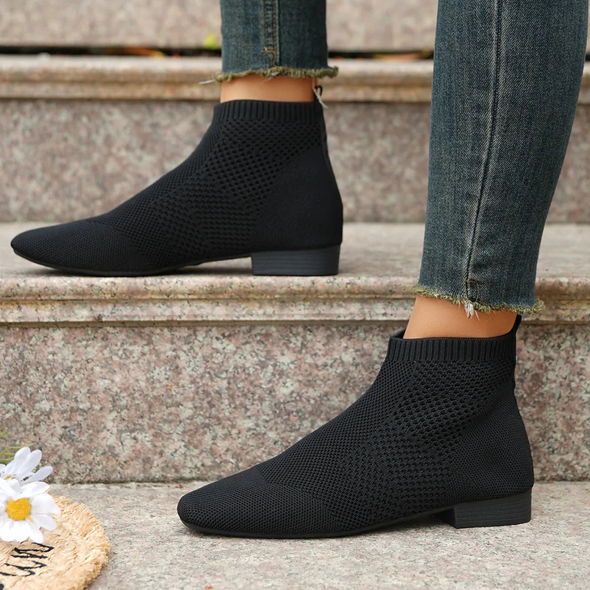 Plus size women's ankle boots, mid heel, pointed toe, middle calf, black or camel, sizes 36-43, artificial PU upper, rubber sole.