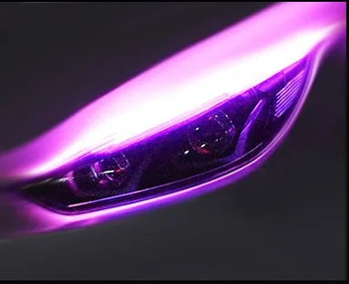 Flexible silicone car LED light strip for daytime running lights and turn signals.
