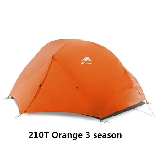 3F UL GEAR Cloud2 floating lightweight double tent in orange for two people with aluminium poles and compact pack size