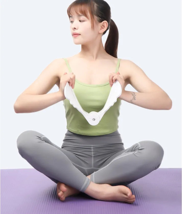 Pink ABS silicone pelvic floor hip trainer 27cm on white background with exercise pose diagram