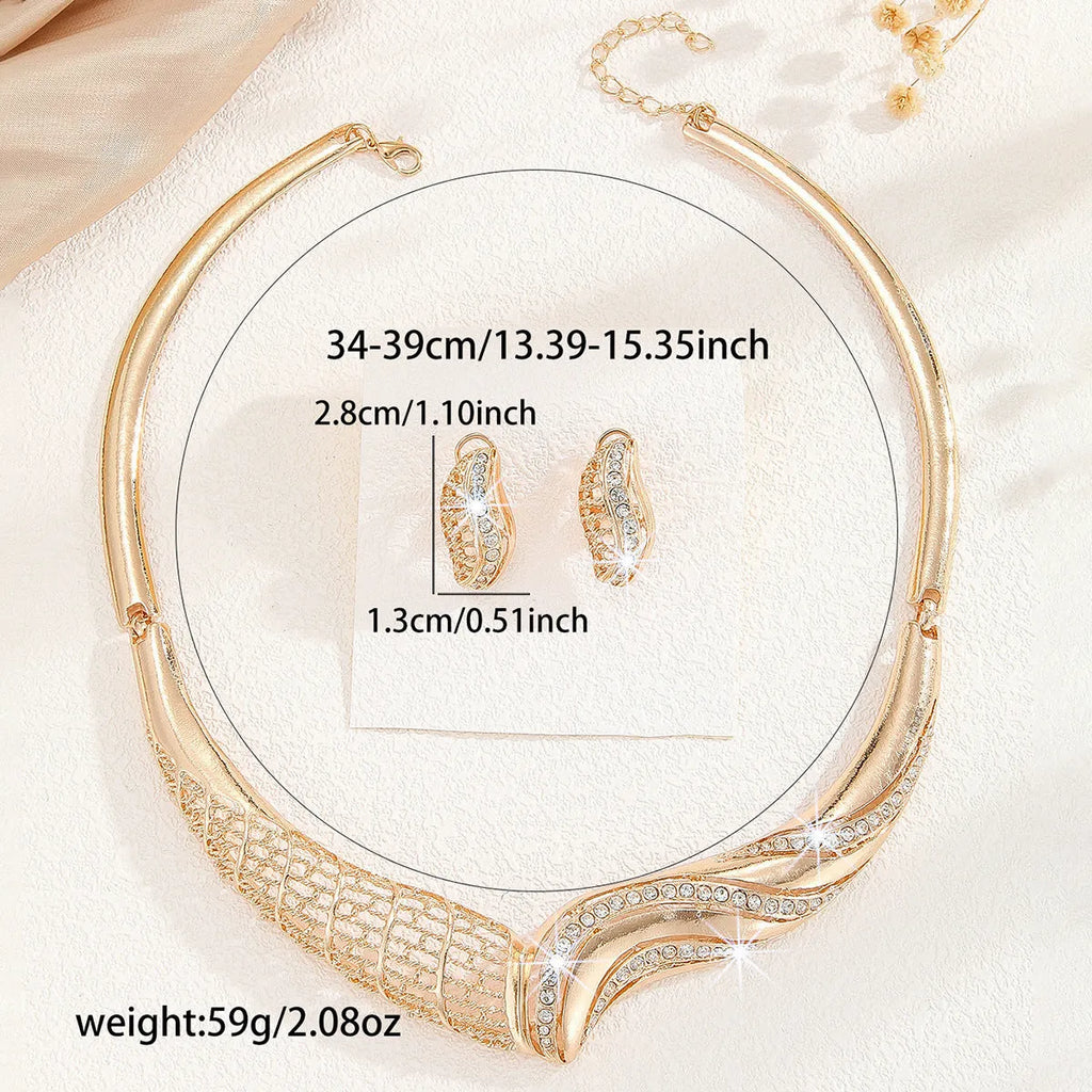 Gold-tone alloy moon necklace and earrings set for women with heart, water drop and bell patterns