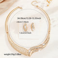 Gold-tone alloy moon necklace and earrings set for women with heart, water drop and bell patterns