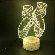 Ballet dancing shoes 3D LED night light with seven colour options and remote control