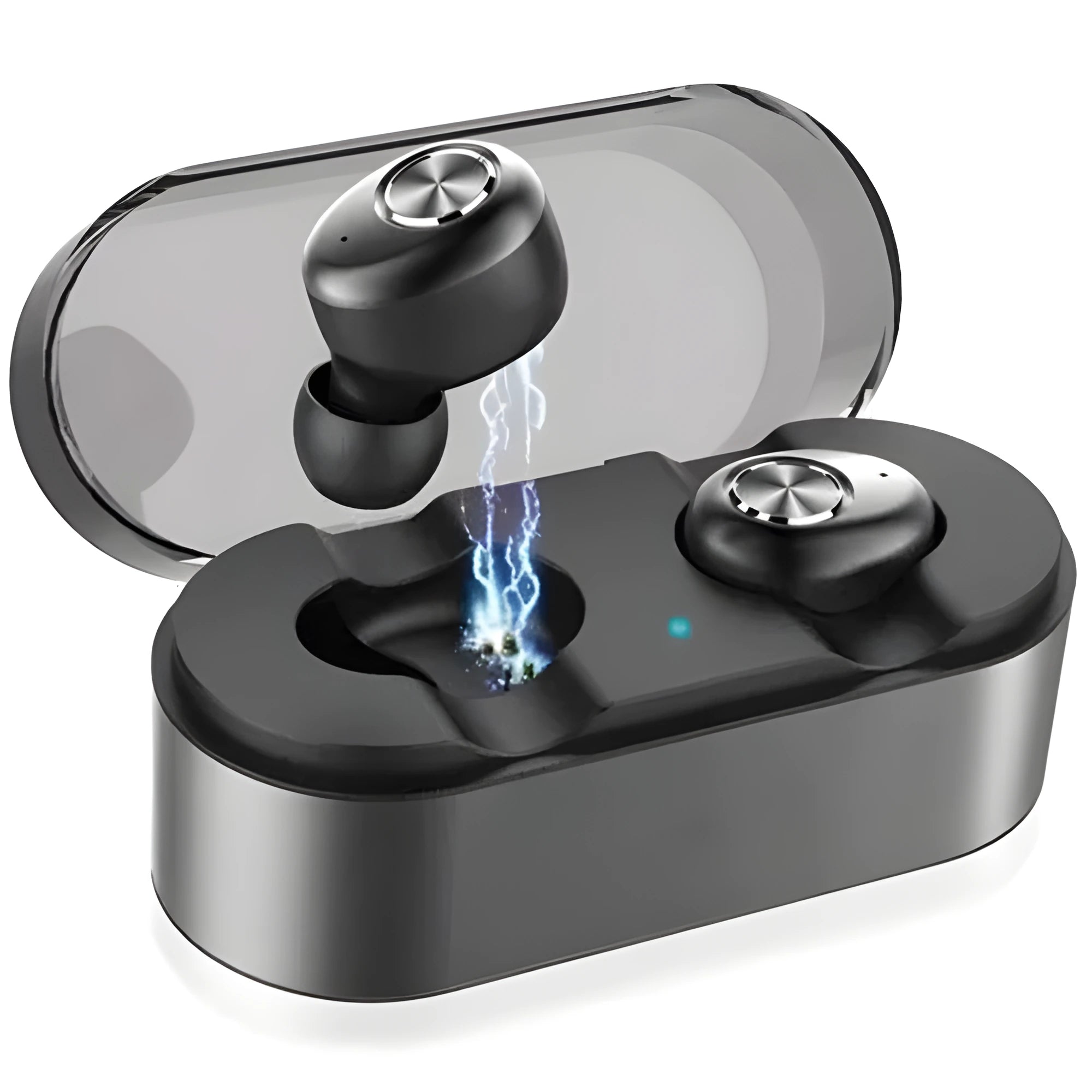 Wireless Bluetooth headset in black with Bluetooth connectivity for calls