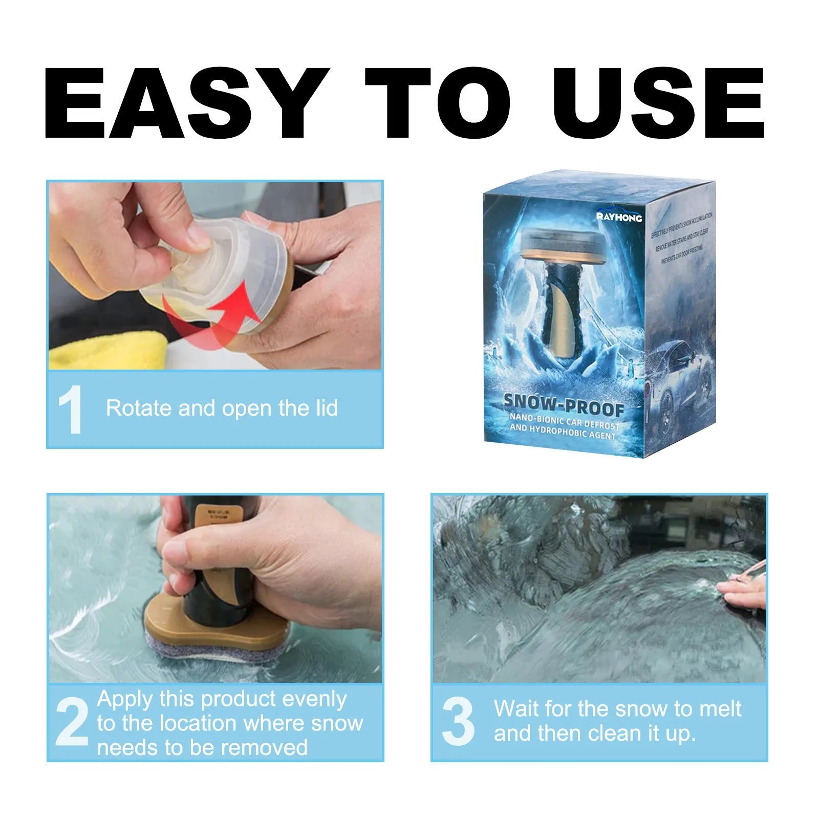 Car snow brush with hydrophobic nano coating liquid in 5x9x14cm packaging with PE handle