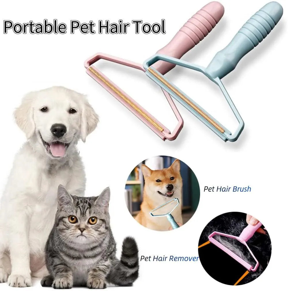 Portable manual fabric shaver with double-sided copper blade and PP handle in blue, 16 x 14 x 2.5cm