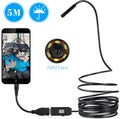 OWSOO USB endoscope camera with 5m cable, adjustable LEDs, hook, magnet, and side mirror attachments