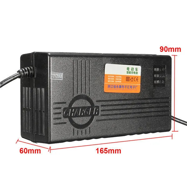 72V20AH electric car charger with DC72V output and 2.5A charging current in Black