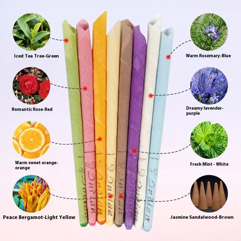 MQ Horn ear candle kit showing 16 candles, 8 protection boards, and 16 cotton swabs in assorted colours.