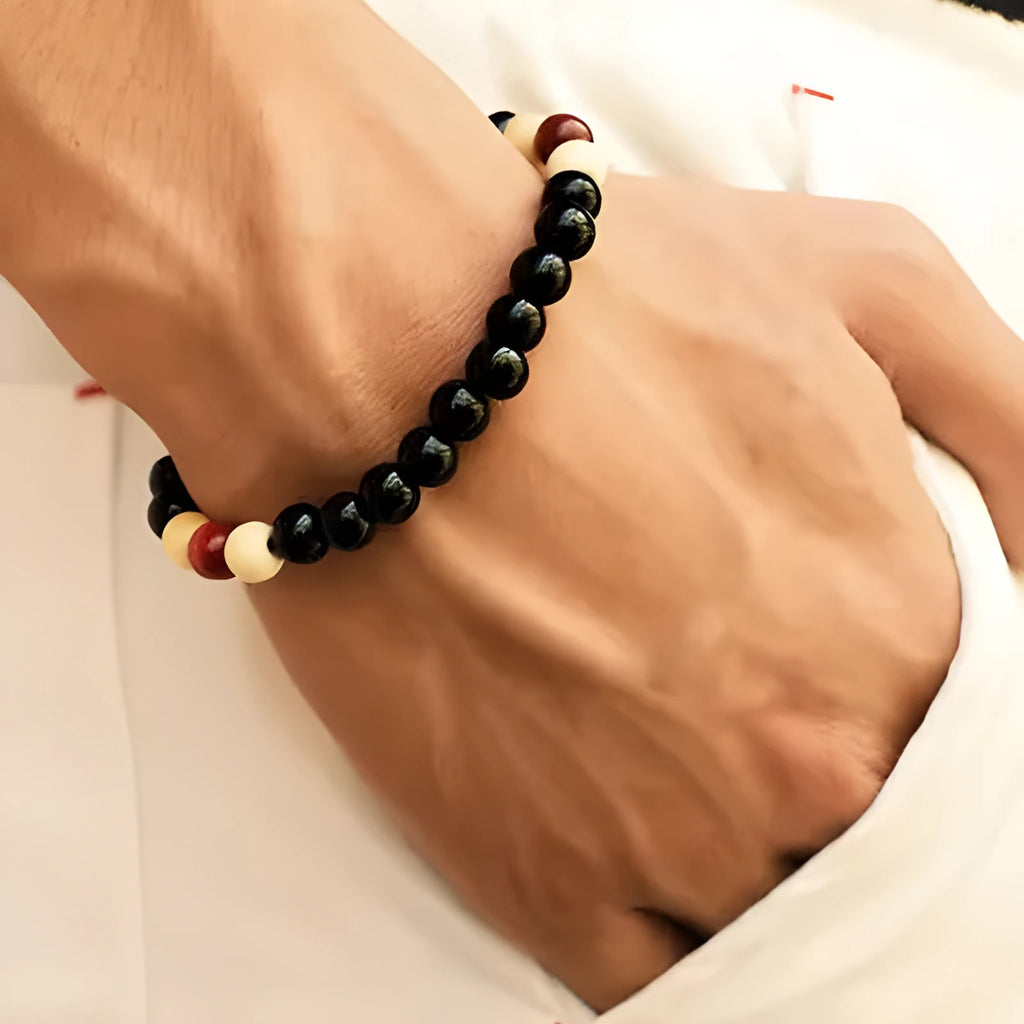 Natural lava stone healing bracelet with beaded design for essential oil absorption
