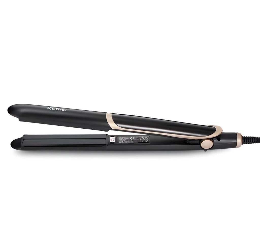 Black professional hair straightener curler flat iron with ceramic tourmaline plates and LED display