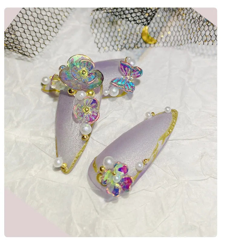 Flower Butterfly Nail sequins 15g ice through flower nail art decoration in six colours