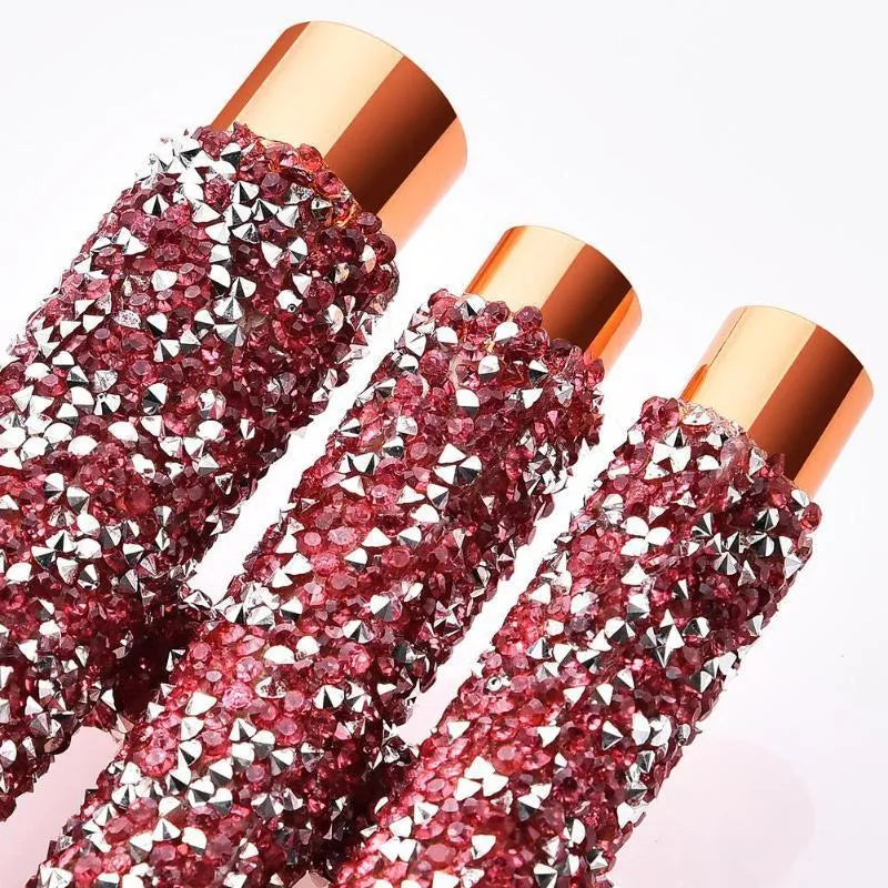 10-piece diamond wrap makeup brush set with colourful nylon bristles for precise eye and lip makeup application