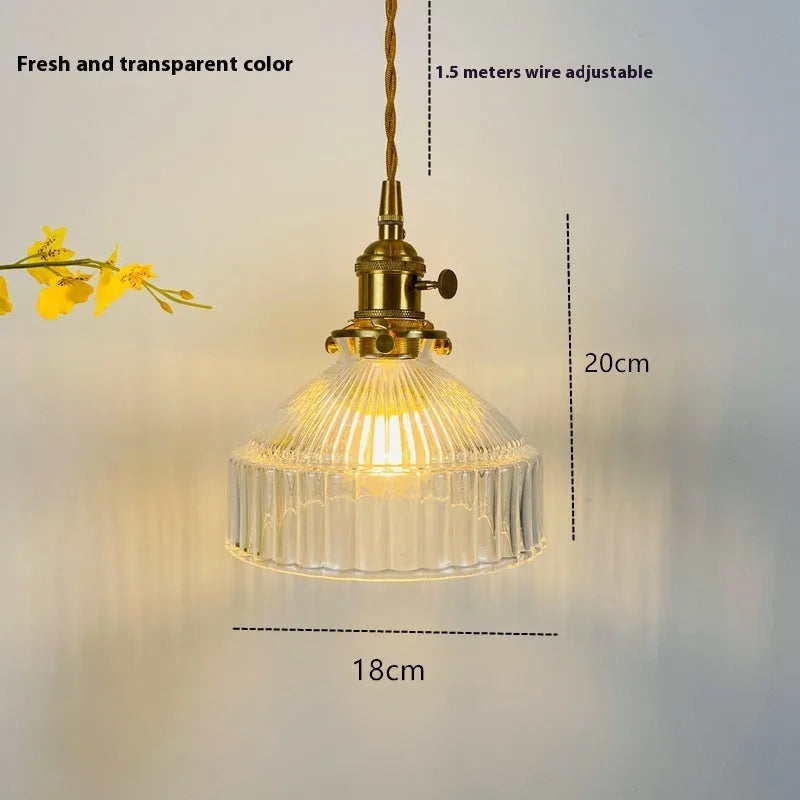 Nordic retro brass glass chandelier ceiling light with adjustable height and choice of coloured lampshades