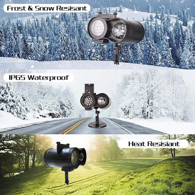 Outdoor waterproof double tube LED light displaying an animated watermark effect for gardens and events.