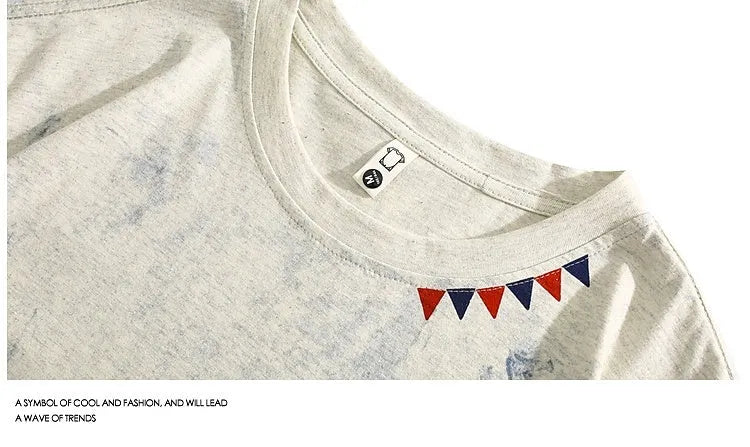 Grey tie dye printed short sleeve T-shirt with loose fit and round neck collar