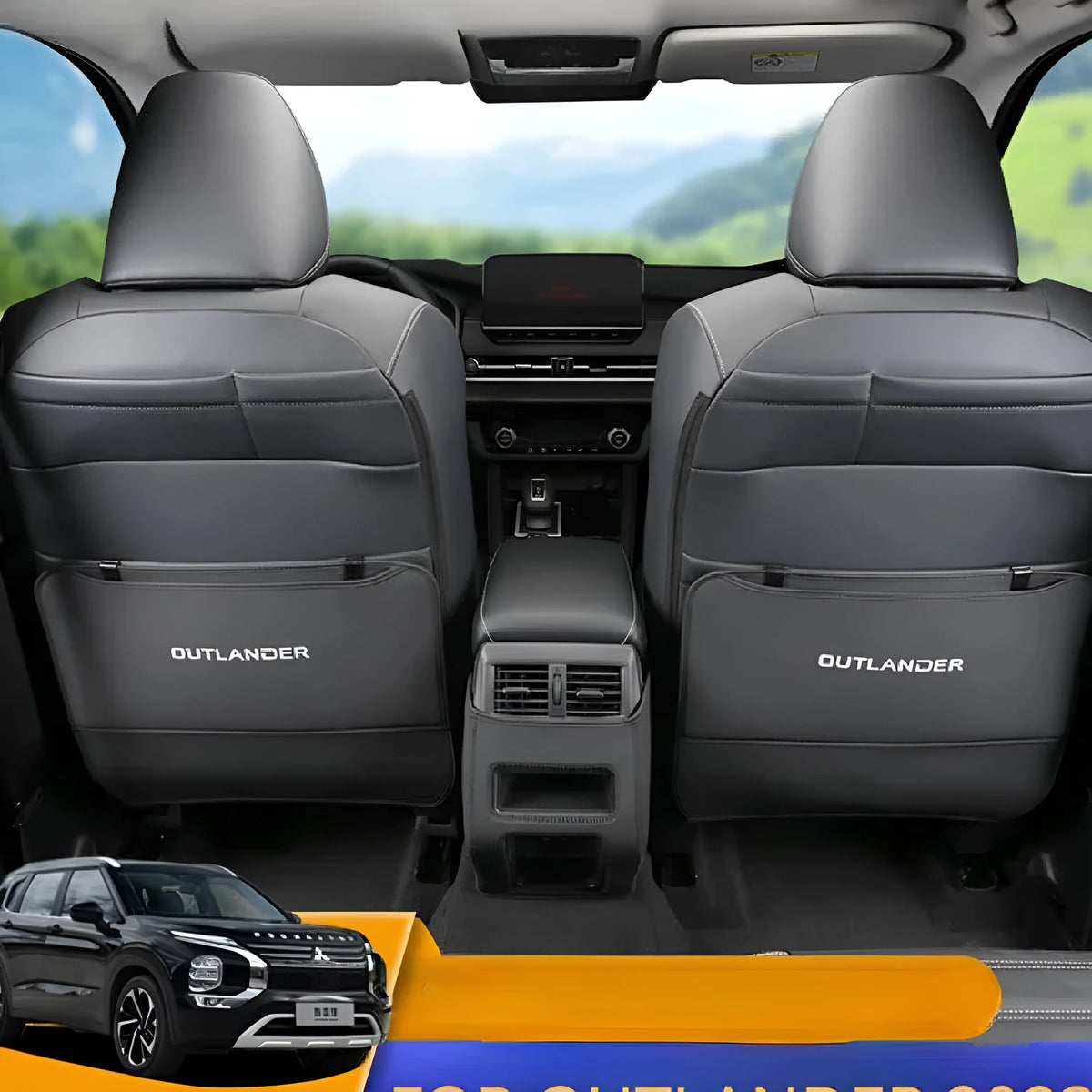 Three leather anti-kick pads for Mitsubishi Outlander interior protection