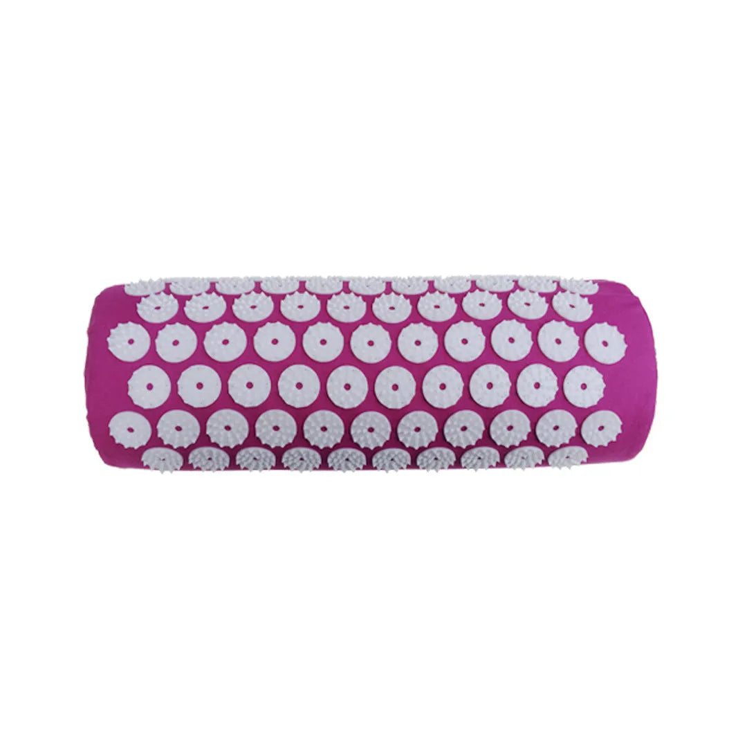 Acupuncture massage mat set with 68x42x2cm cushion and 38x15x10cm headrest in black and blue