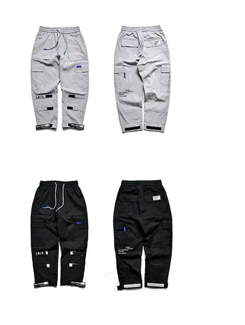 VantageGo cotton streetwear joggers in Black and Grey, sizes M to 2XL, with centimetre size chart