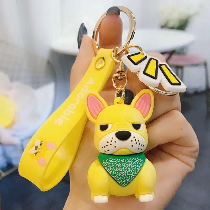 Tide Brand French keychain with metal pendant and PVC bucket design in red, yellow, or gray, shown in OPP bag packaging.