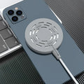 Silicone protective cover for Magsafe wireless charger in black showing shockproof and anti-fall features